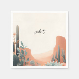 Serviette En Papier Boho Leaf Désert Cactus Plante Grasse Baby Shower 