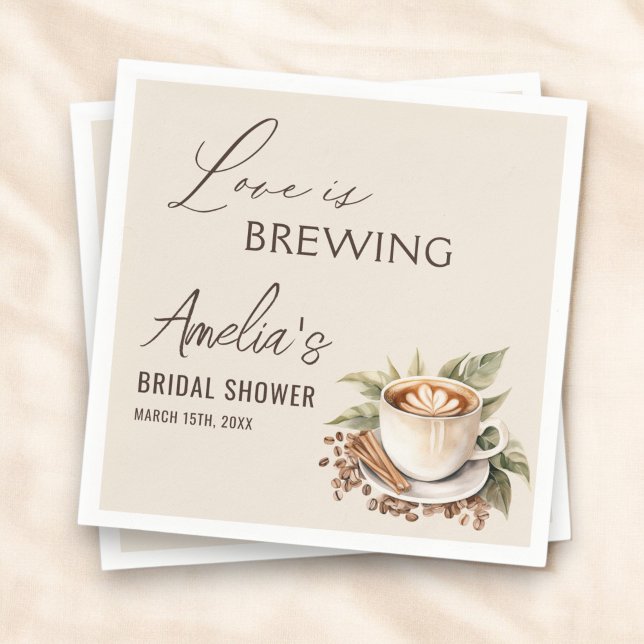 Serviette En Papier Boho Love prépare un café pour la douche de mariée (Créateur téléchargé)