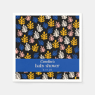 Serviette En Papier Boho Matisse Botanique Bleu Baby Shower Personnali