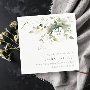 Serviette En Papier Boho moderne Abstrait vert blanc Mariage floral