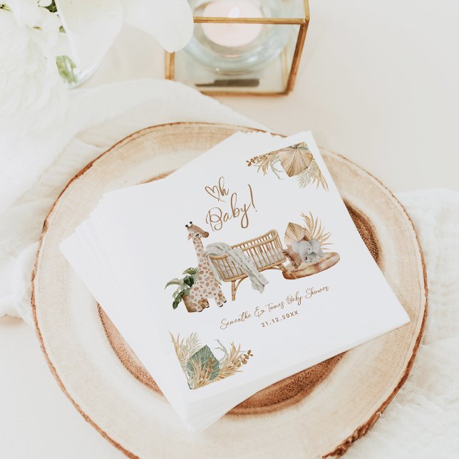 Serviette En Papier Boho Moderne Coeur Baby shower neutre genre (Créateur téléchargé)