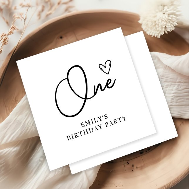 Serviette En Papier Boho moderne un coeur premier anniversaire (Créateur téléchargé)