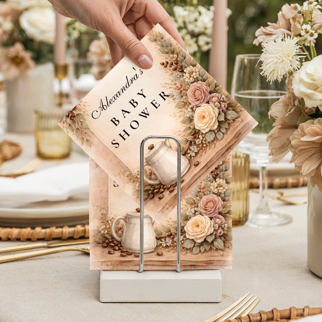 Serviette En Papier Boho Neutral A Baby Is Brewing Shower Baby Shower (Créateur téléchargé)