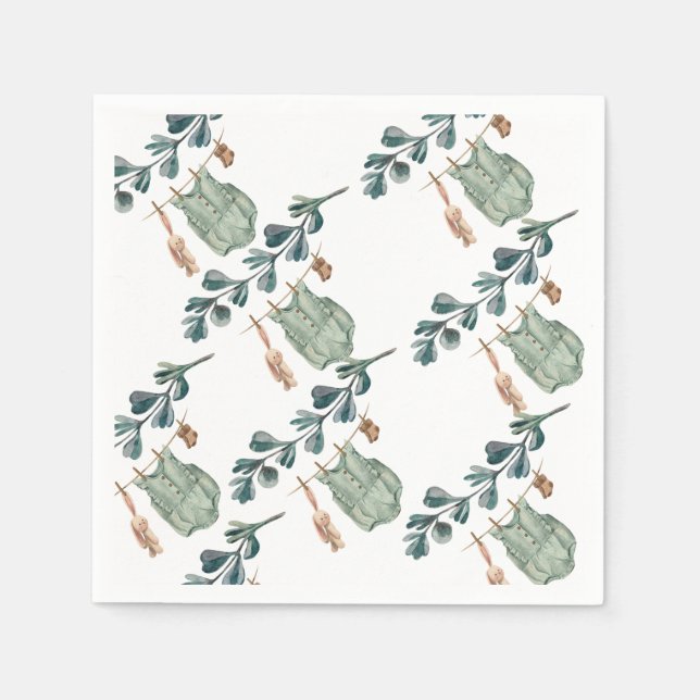 Serviette En Papier Boho neutre du genre | Baby shower aquarelle (Devant)