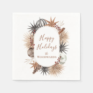 Serviette En Papier Boho Noël Botaniques Personnalisés