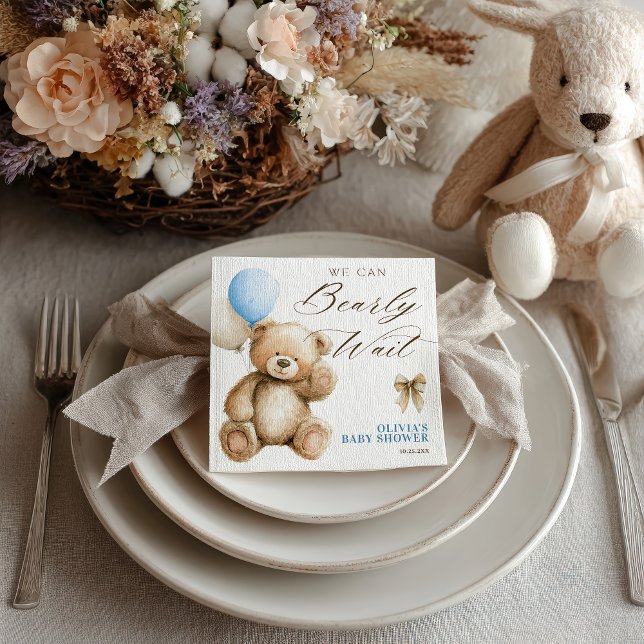 Serviette En Papier Boho Nous Pouvons Attendre Teddy Bear Baby shower (Boho We Can Bearly Wait Teddy Bear Baby Shower Napkins)