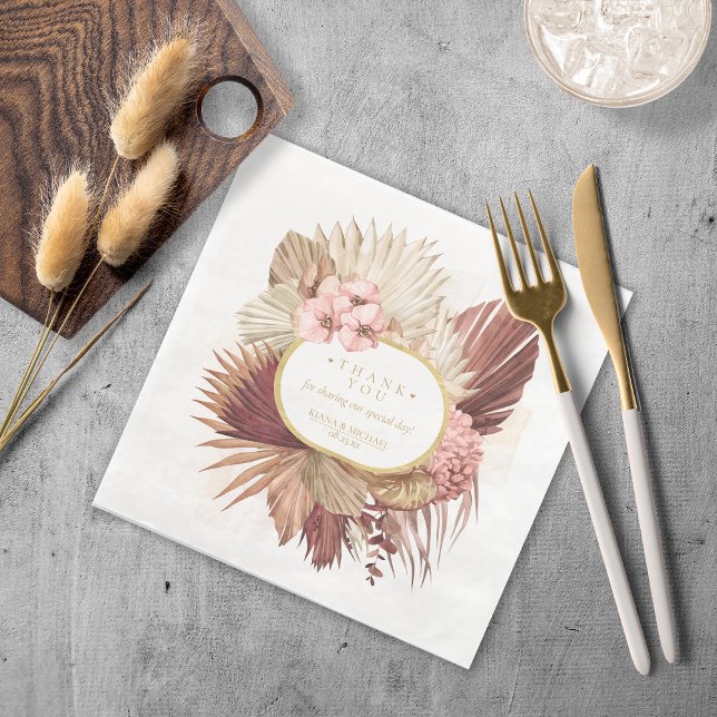 Serviette En Papier Boho Oasis Mariage Floral Merci V2 ID959 (Créateur téléchargé)