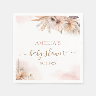 Serviette En Papier Boho Pampas Herbe Floral Désert Baby shower fille