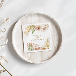 Serviette En Papier Boho Pampas Mariage de fleurs séchées tropicales