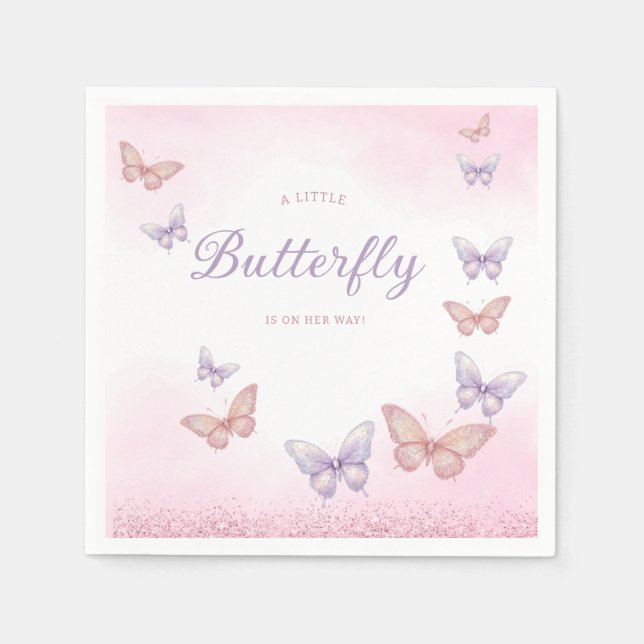 Serviette En Papier Boho Parties scintillant aquarelle Papillon Baby s (Devant)