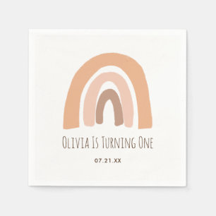 Serviette En Papier Boho Pastel Arc en Ciel Premier Anniversaire Naple