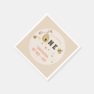 Serviette En Papier Boho Premier jour d'abeille 1er anniversaire d'abe