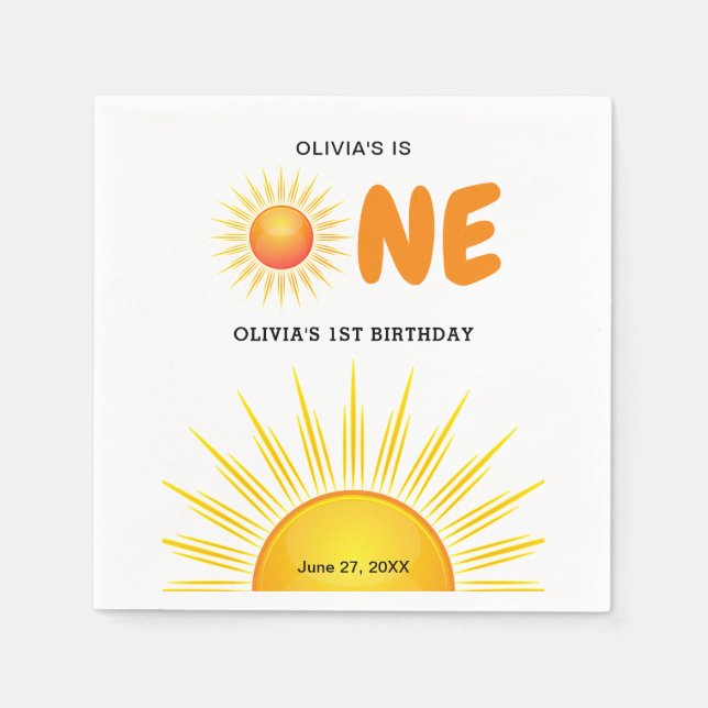 Serviette En Papier Boho Premier voyage autour du soleil 1er anniversa (Devant)