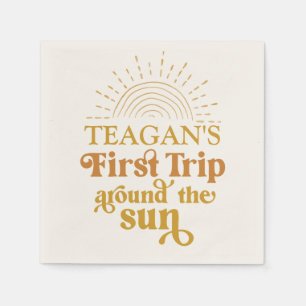 Serviette En Papier Boho Premier Voyage Autour Du Soleil Premier Anniv