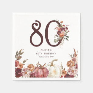 Serviette En Papier Boho Pumpkin Automne Fleurir 80e Anniversaire