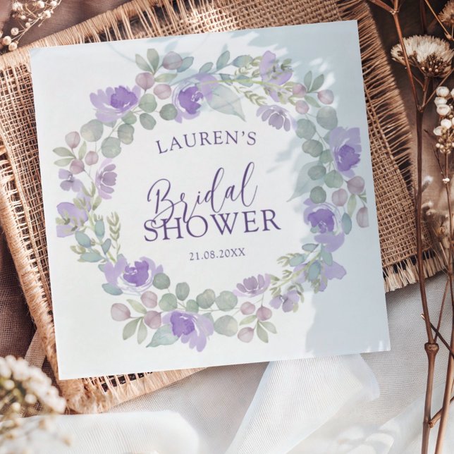 Serviette En Papier Boho Purple & Sage Floral Bridal Shower (Créateur téléchargé)