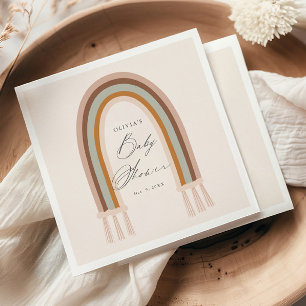 Serviette En Papier Boho Rainbow Earth Tone Baby shower