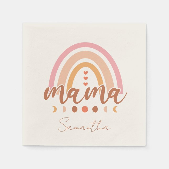 Serviette En Papier Boho Rainbow Mama avec phases de lune (Devant)