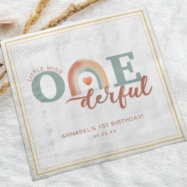 Serviette En Papier Boho Rainbow Onederday Napkins - Watercol (First Birthday Napkins!)