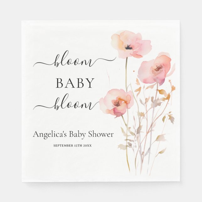 SERVIETTE EN PAPIER BOHO ROMANTIQUE ROMANTIQUE ROSE ROSE COULEUR D'EAU (Devant)