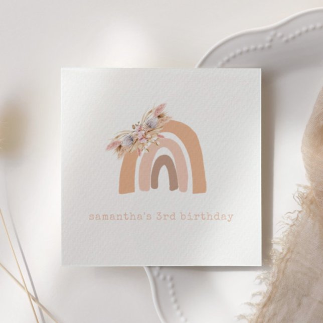 Serviette En Papier Boho rose arc-en-ciel Pampas Grass fête d'annivers (Créateur téléchargé)