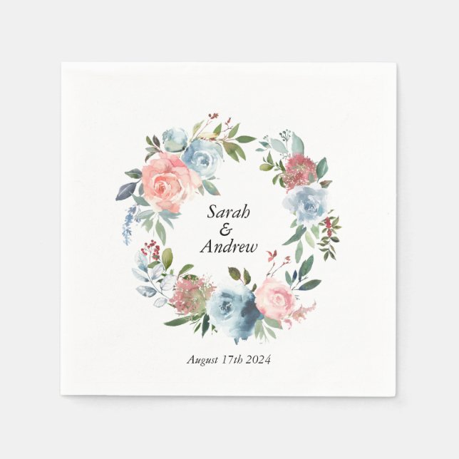 Serviette En Papier Boho rose bleu vert Mariage de couronne (Devant)