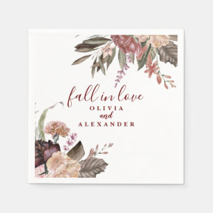 Serviette En Papier Boho Roses Bourguignon tombent en amour floral mar