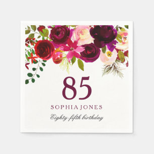 Serviette En Papier Boho rouge Bourgogne 85e fête d'anniversaire