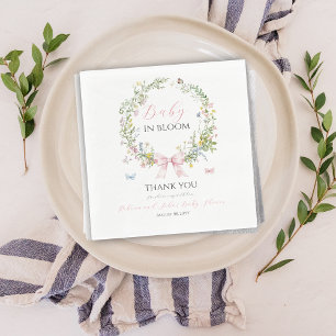 Serviette En Papier Boho Rustic Baby en Baby shower de boue rose en fl