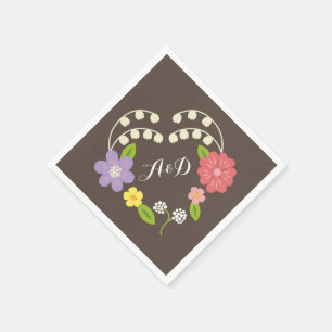 Serviette En Papier Boho Rustic Floral Mariage