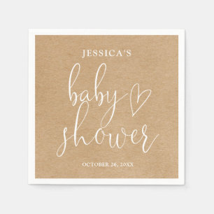 Serviette En Papier Boho Rustic Kraft Baby shower neutre pour les femm