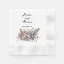 Boho rustique argent et Mariage floral rose