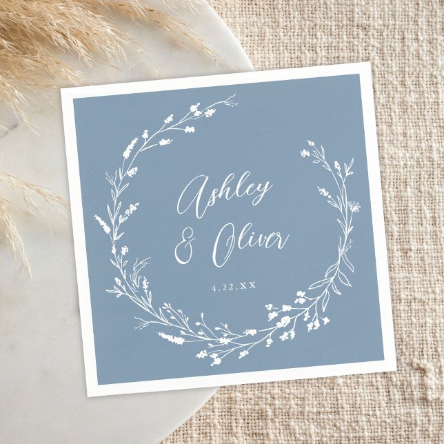 Serviette En Papier Boho Rustique Dusty Fleur sauvage Floral Mariage (Créateur téléchargé)