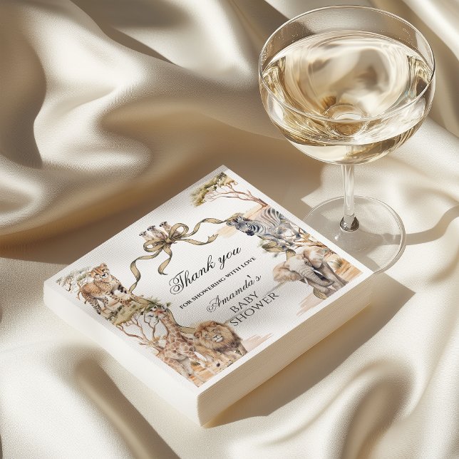 Serviette En Papier Boho Safari Animals Gender Neutral Baby Shower (Créateur téléchargé)