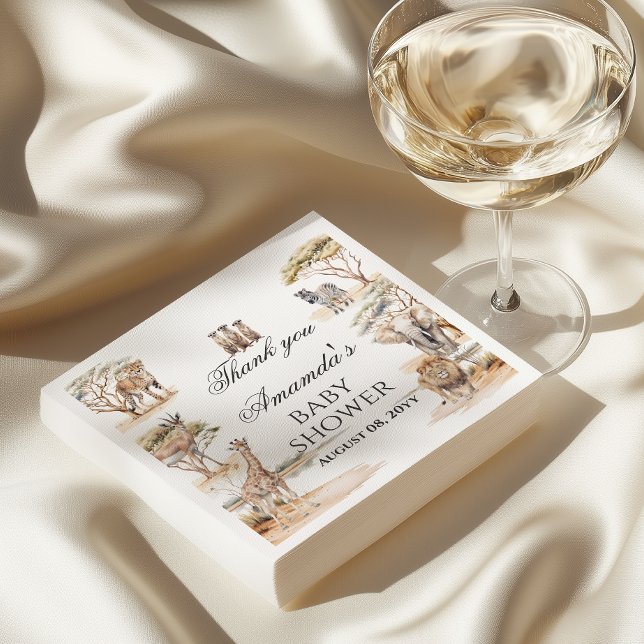 Serviette En Papier Boho Safari Animals Gender Neutral Baby Shower (Créateur téléchargé)