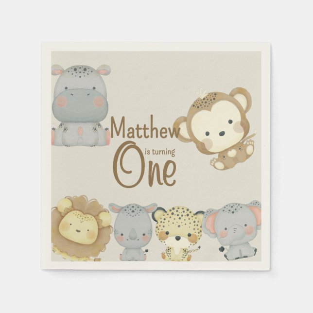 Serviette En Papier Boho Safari Anniversaire Napkins (Devant)