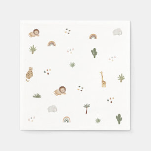 Serviette En Papier Boho Safari Jungle Animaux serviettes