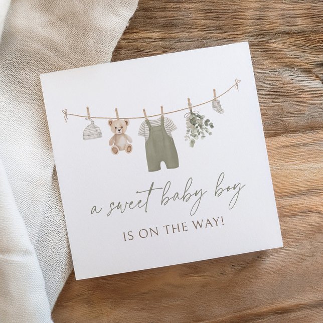 Serviette En Papier Boho Sage Green Boy Baby Clothes Baby Shower (Créateur téléchargé)