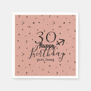 Serviette En Papier boho Sagittarius noir étoiles rose anniversaire