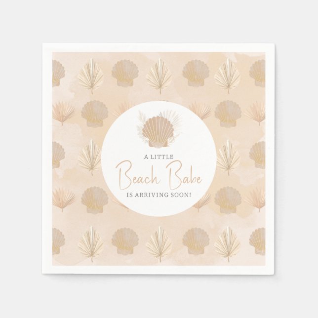 Serviette En Papier Boho Shell Beige Ocean Baby shower (Devant)