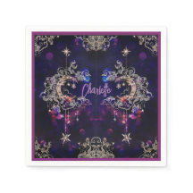 Boho Stars & Moon Purple Ajouter Nom Anniversaire