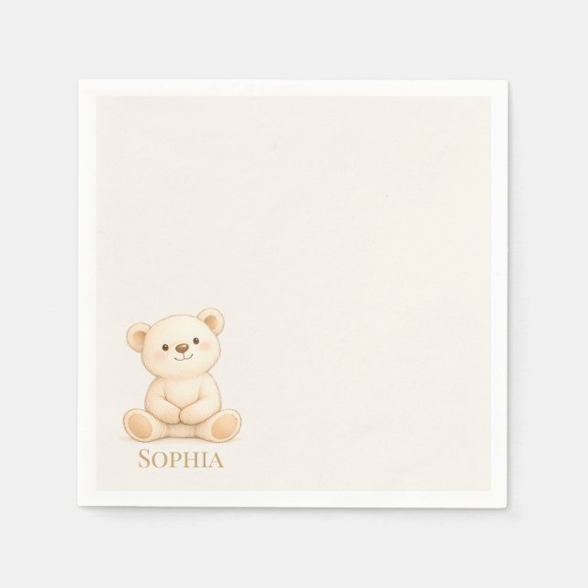 Serviette En Papier Boho Teddy Bear Baby Shower (Devant)