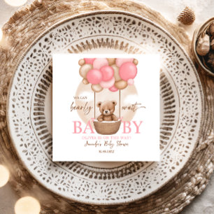 Serviette En Papier Boho Teddy Bear Girl Rose Bearly Wait Baby shower