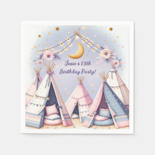 Serviette En Papier Boho Teepee Girl Sleepover Parti de bois d'oeuvre