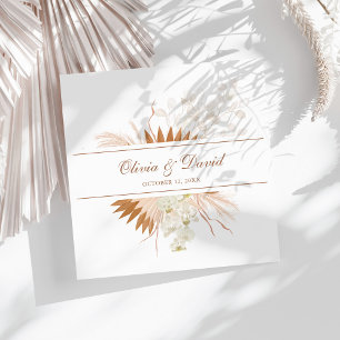 Serviette En Papier Boho Terracotta Herbe des Pampas Orchidée Mariage