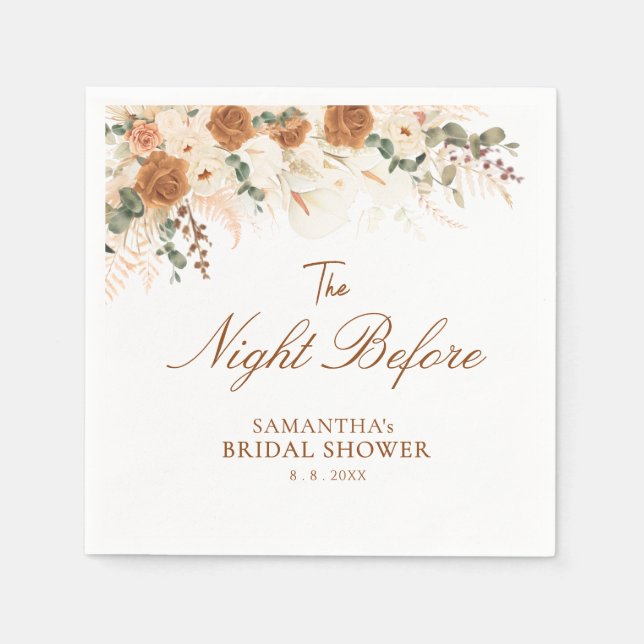 Serviette En Papier Boho Terracotta La Nuit Avant la Fête de Mariage (Devant)