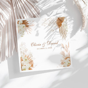Serviette En Papier Boho Terracotta Pampas Grass Orchid Mariage