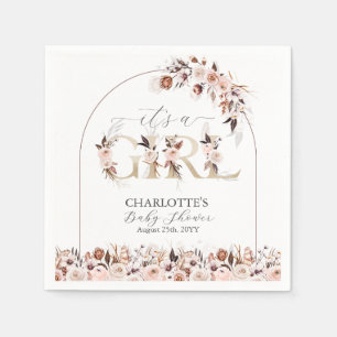 Serviette En Papier Boho Terracotta rose Floral Baby shower fille