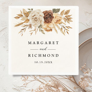 Serviette En Papier Boho Terracotta Rustic Floral Mariage