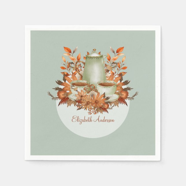 Serviette En Papier Boho Terracotta Sage Tea Party Floral TOUT ÉVÉNEME (Devant)